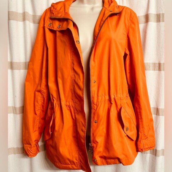 Lauren by Ralph Lauren Autum Orange Hooded Rain/Windbreaker Light Jacket Sz M - Picture 2 of 9